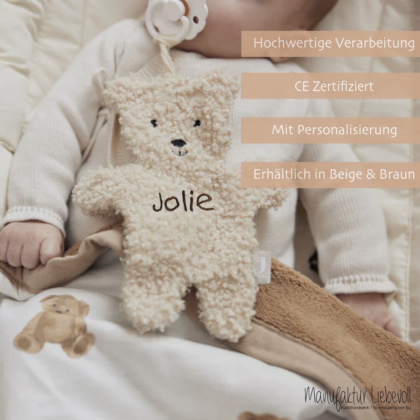 Schmusetuch Teddy Schmusetier Baby Kuscheltuch Teddy Babygeschenk Geburt Baby personalisiert Schnuffeltuch
