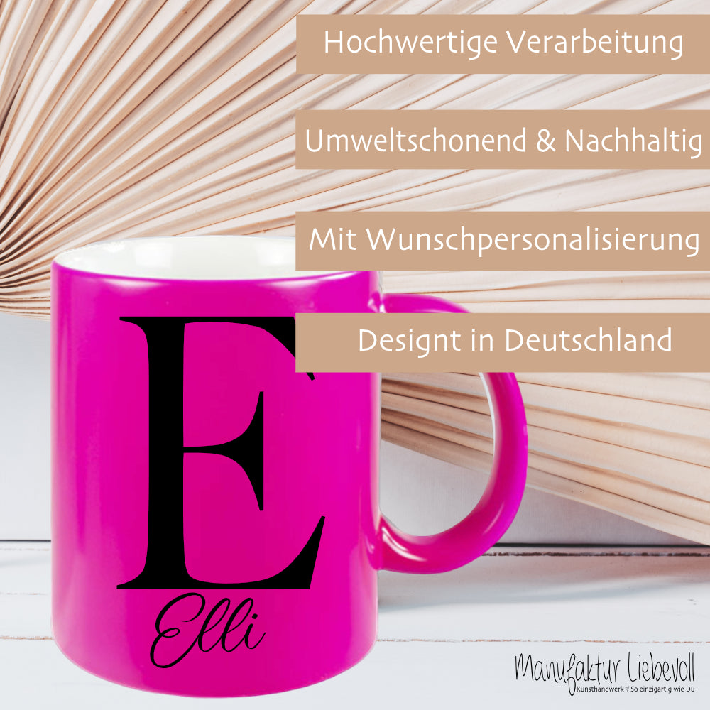 Personalisierte Tasse mit Namen und Buchstaben | 4 Tassenfarben zur Auswahl