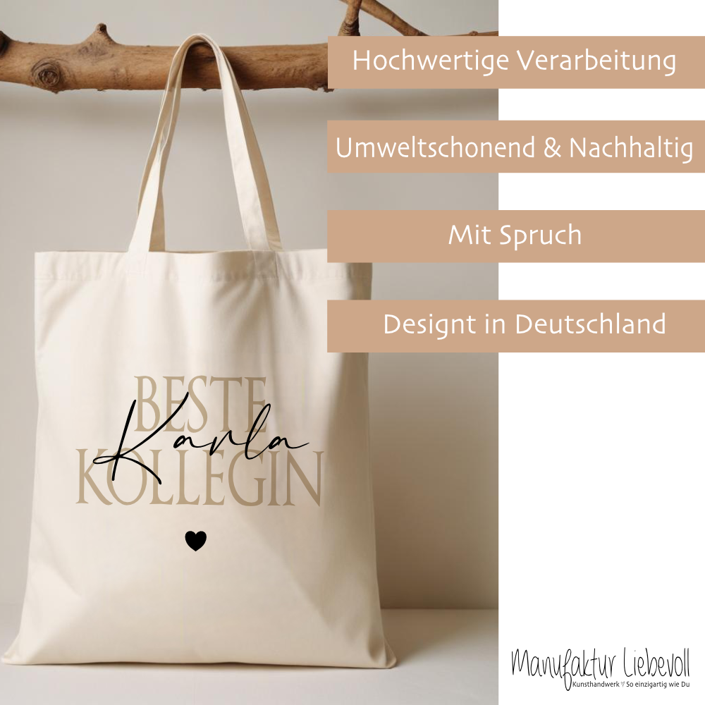 Personalisierter Stoffbeutel, 3 Motive: Beste Arbeitskollegin, Lieblingskollegin, Alltagsheldin