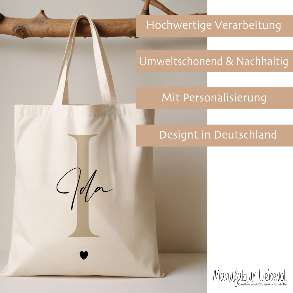 Stoffbeutel mit Namen und Buchstaben personalisiert