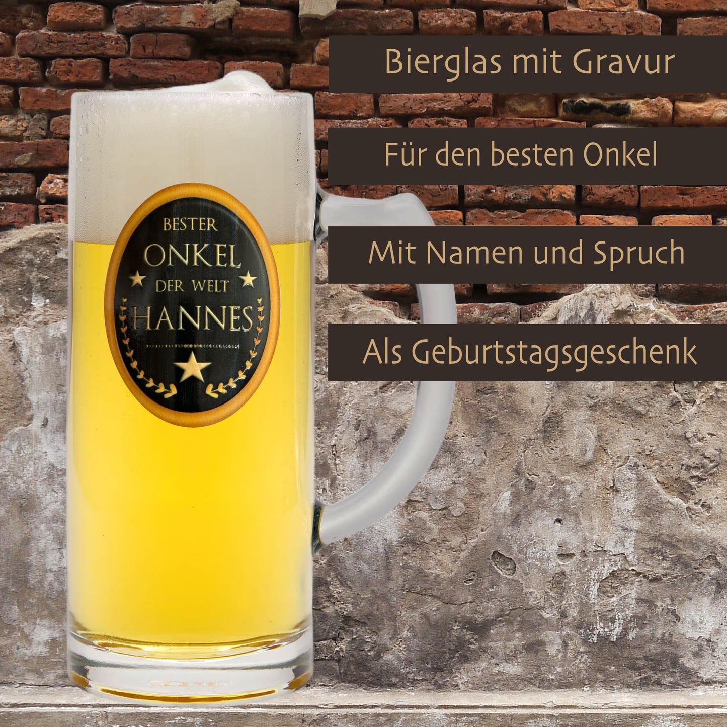 Bierglas Gravur Onkel Name Geschenk Geburtstag Bierkrug personalisiert Geburtstagsgeschenk I Manufaktur Liebevoll