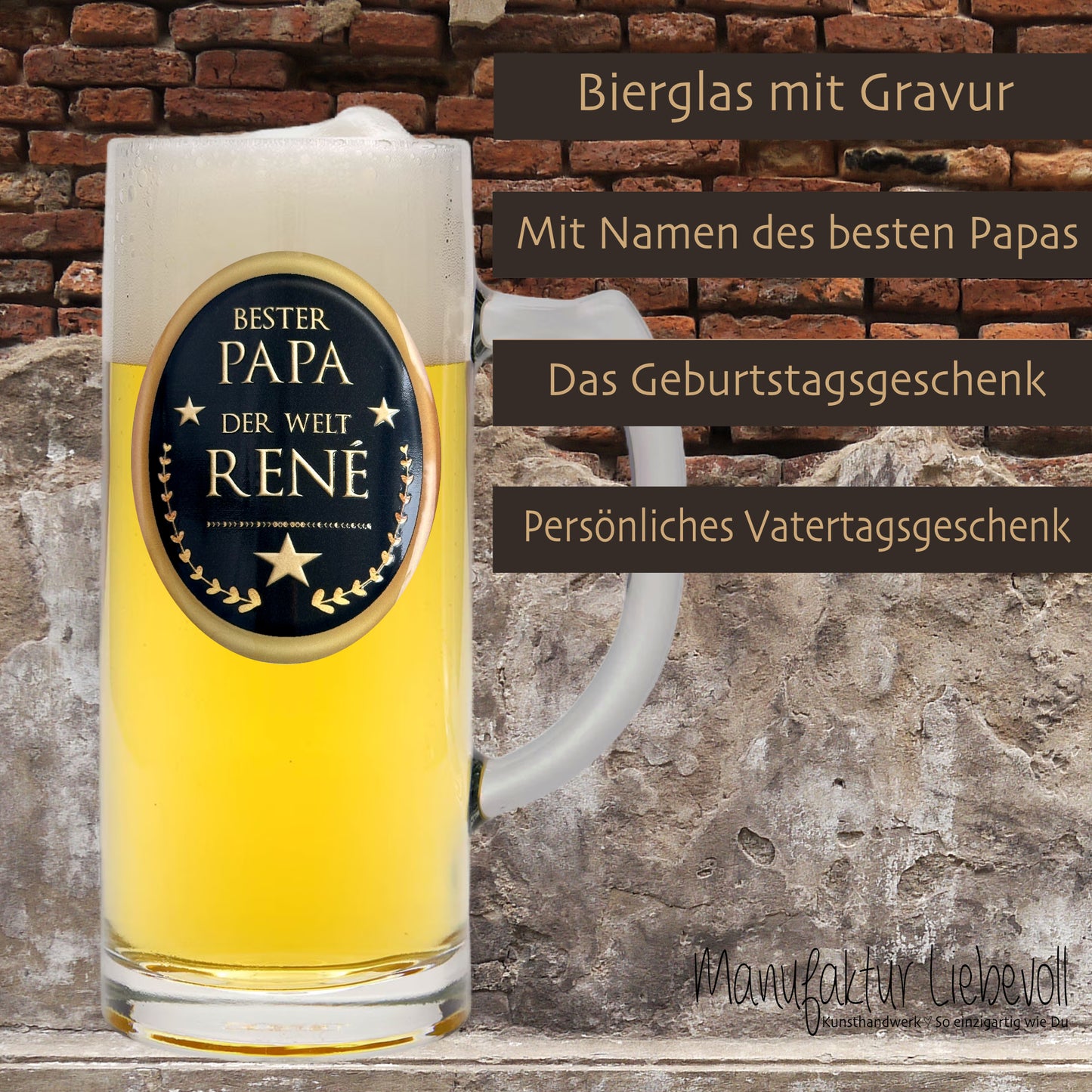 Bierglas Gravur Papa Name Geschenk Vatertag Geburtstag