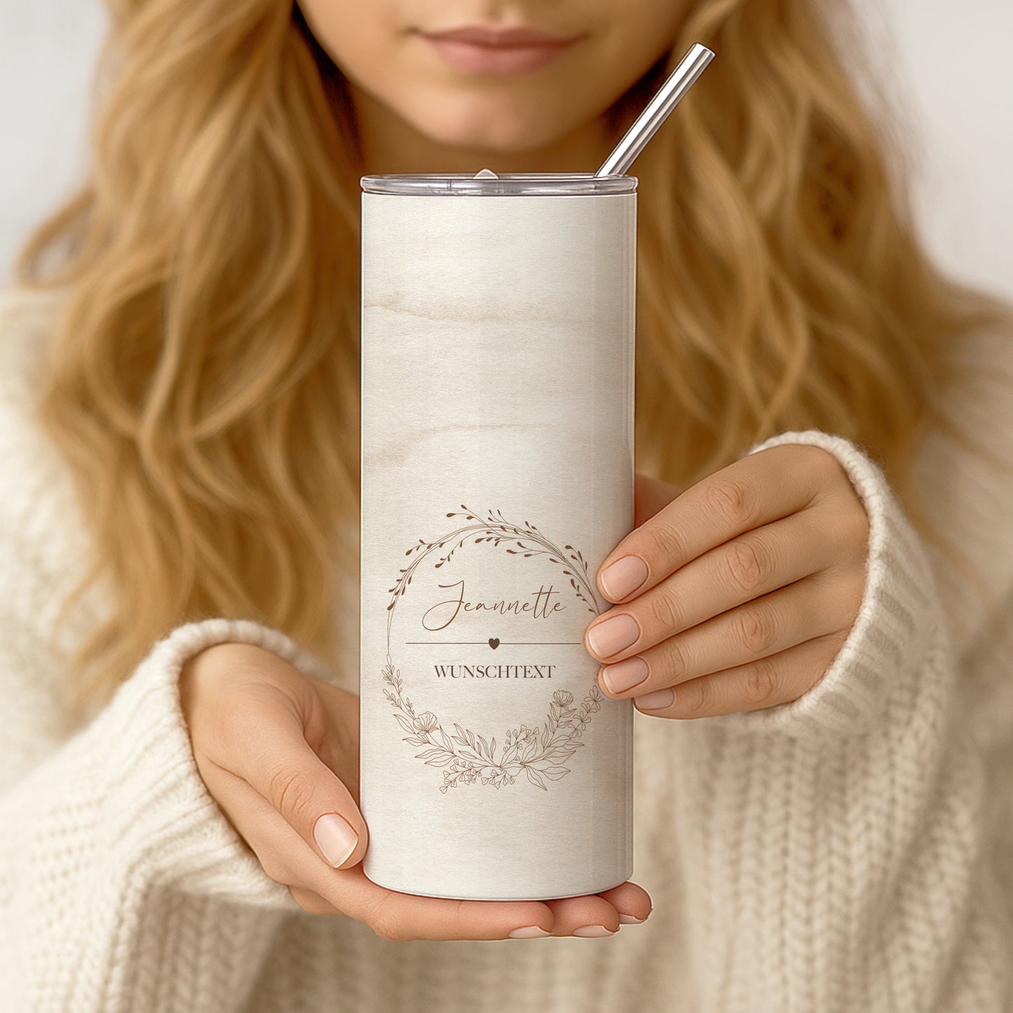 Personalisierter Edelstahl-Thermobecher mit Namen & Wunschtext, Boho Kaffeebecher to go, Geschenk für Frauen, Beste Freundin, Kollegin