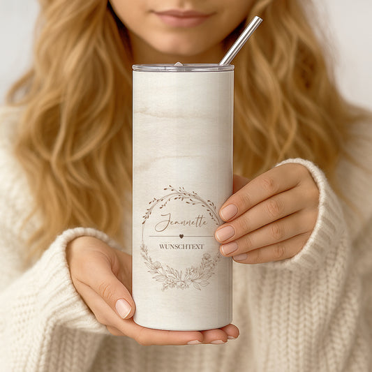 Personalisierter Edelstahl-Thermobecher mit Namen & Wunschtext, Boho Kaffeebecher to go, Geschenk für Frauen, Beste Freundin, Kollegin
