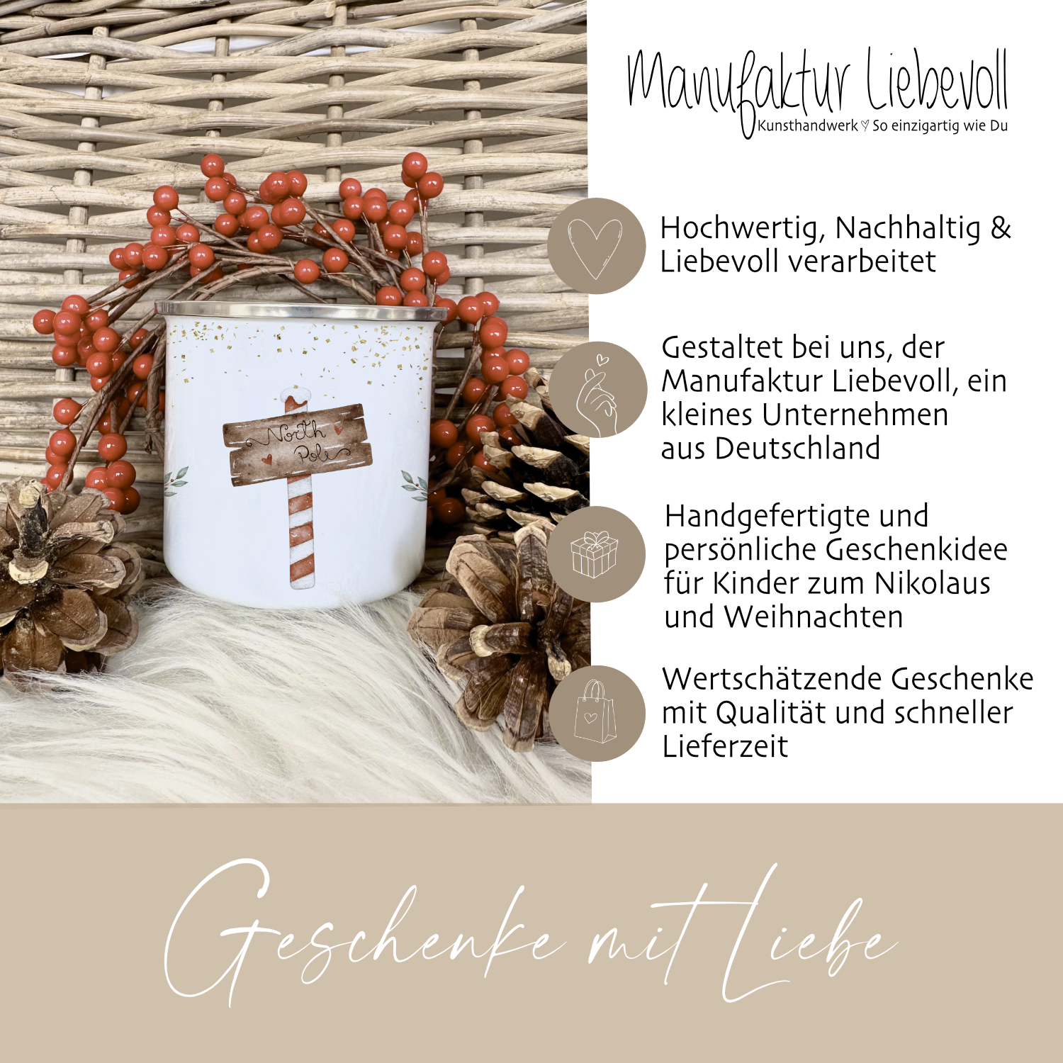 Erdmännchen Tasse mit Namen als Geschenk für Kinder Weihnachten Nikolaus