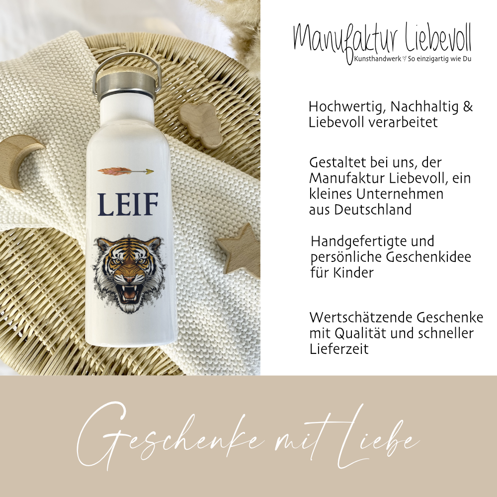 Kinder Trinkflasche Tiger für Kinder Teenager als Geschenk