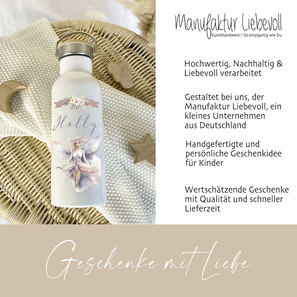 Trinkflasche Elfe Fee mit Namen für Mädchen Teenager als Geschenkidee