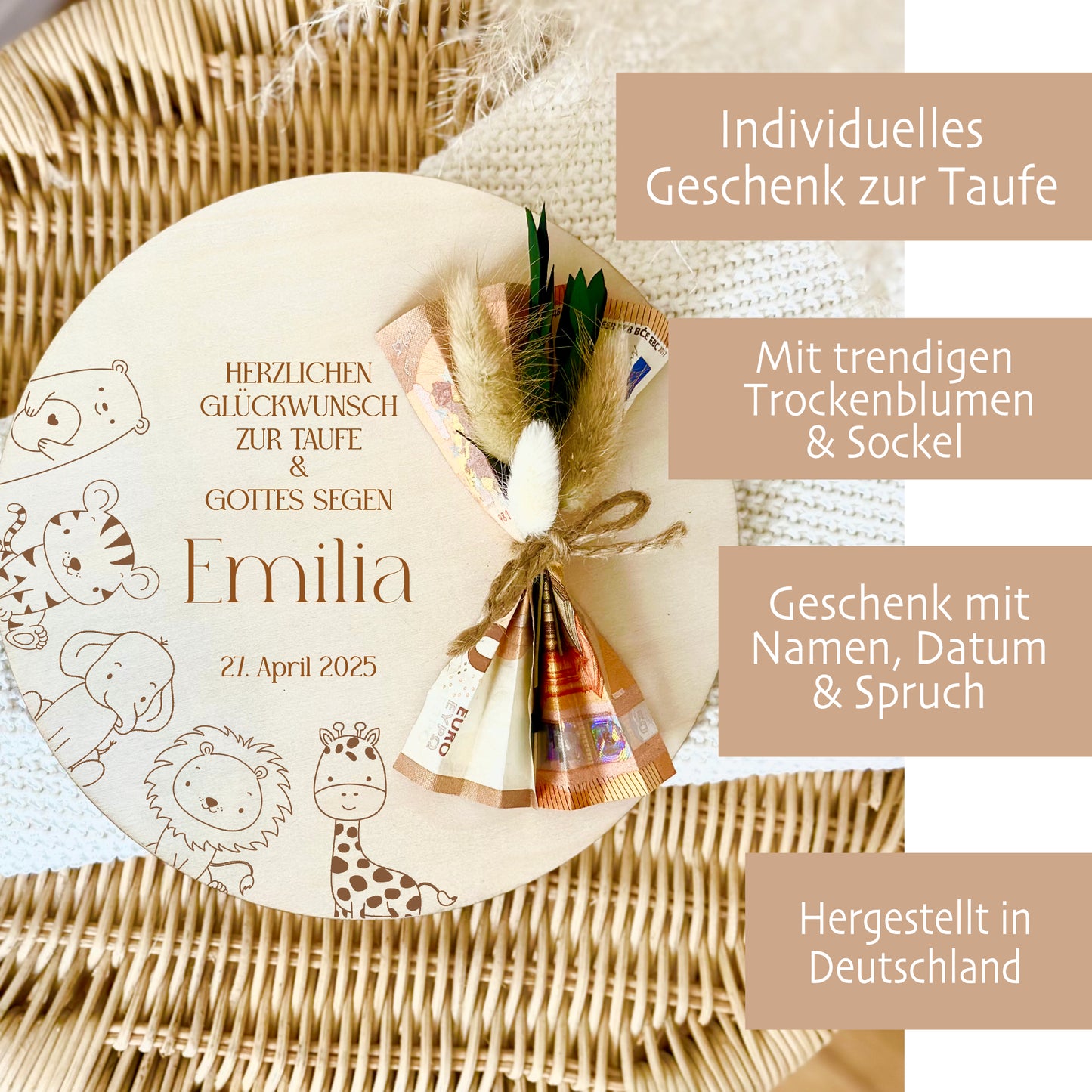 Geldgeschenk Taufe Taufgeschenk personalisiert Geldgeschenk zur Taufe mit Namen Spruch & Datum Baby Taufgeschenk Mädchen Jungen Babygeschenk