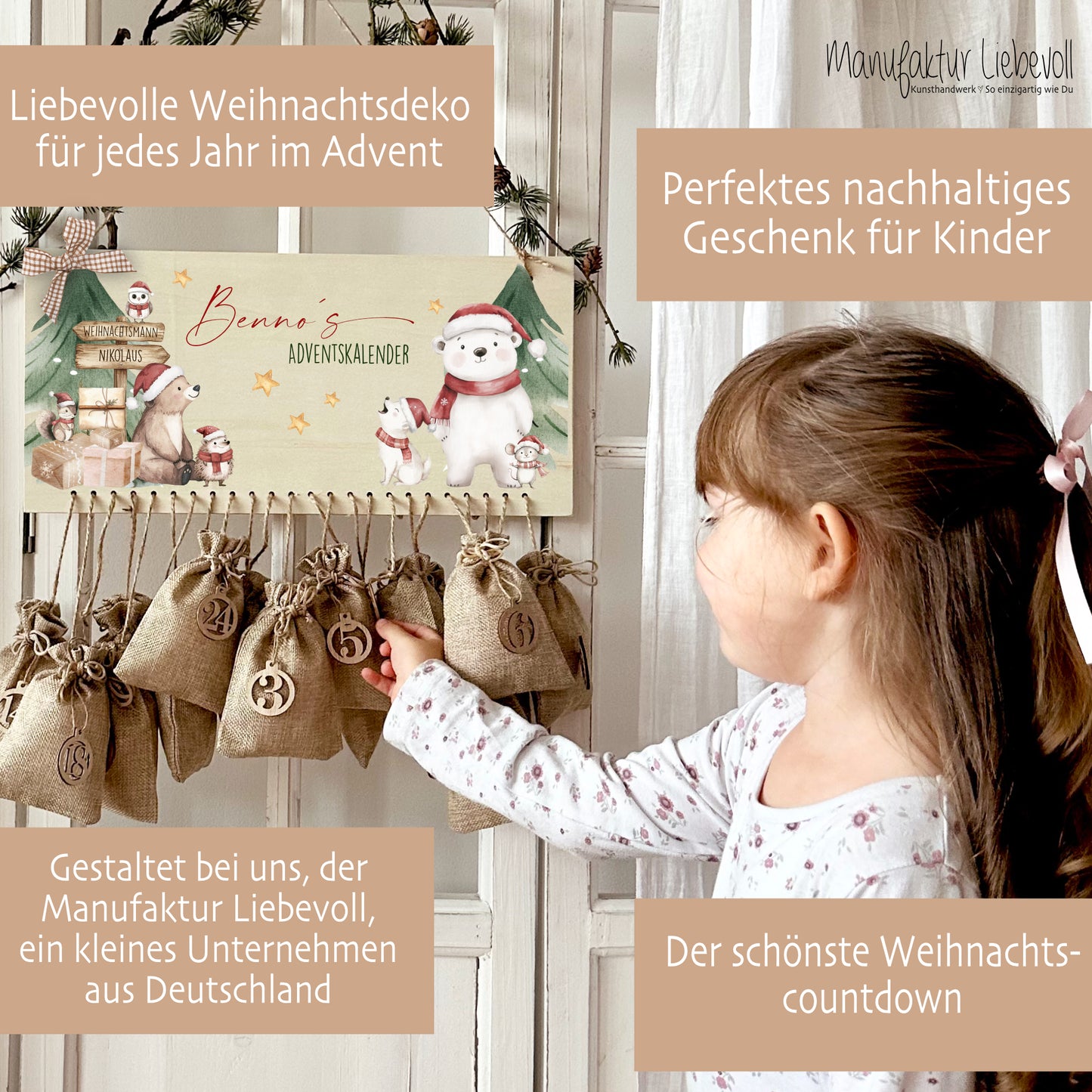 Bennos Adventskalender Holzschild