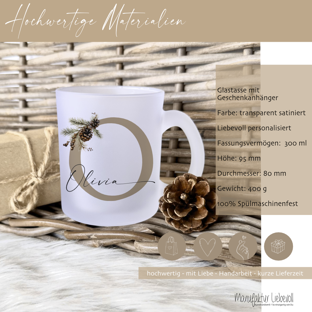 Glas Tasse mit Namen als Weihnachtsgeschenk für Sie und Ihn
