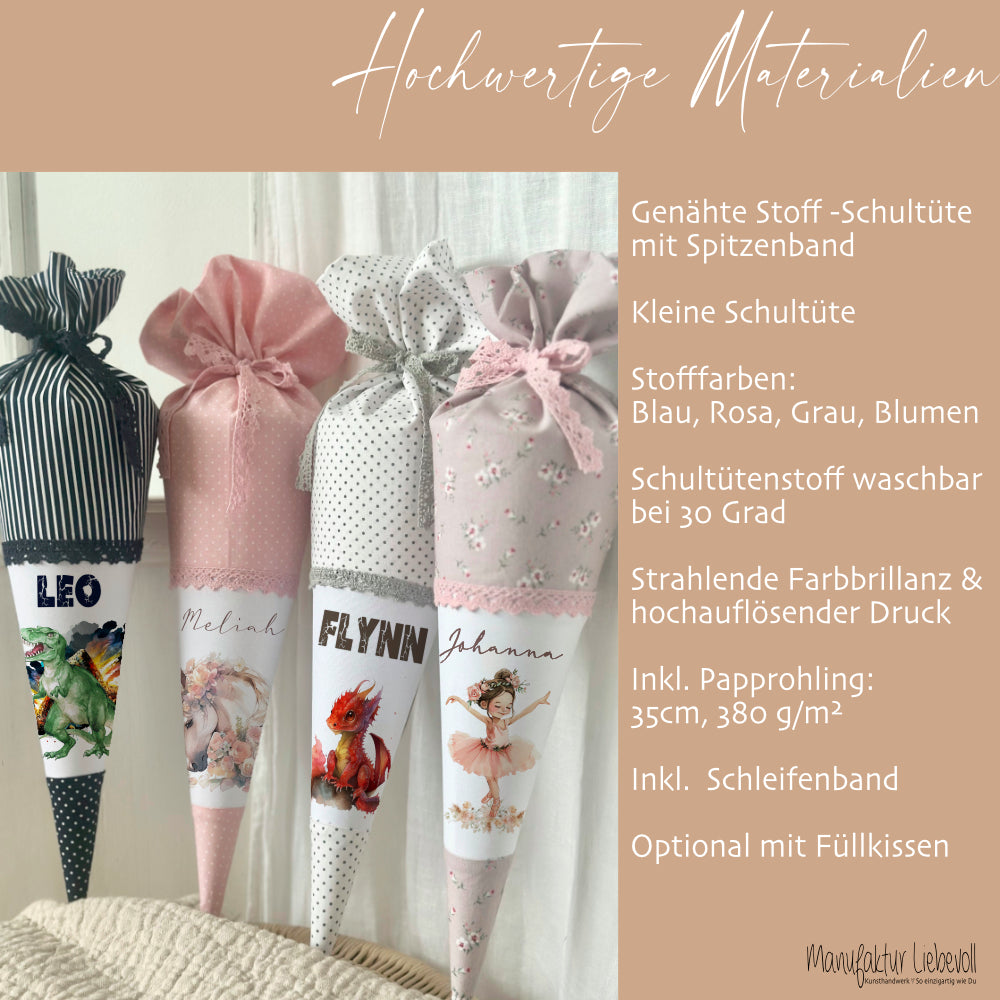 Schultüte Geschwisterschultüte Geschwister Schultüte Personalisiert Kleine Stoffschultüte Stoff Geschwistertüte