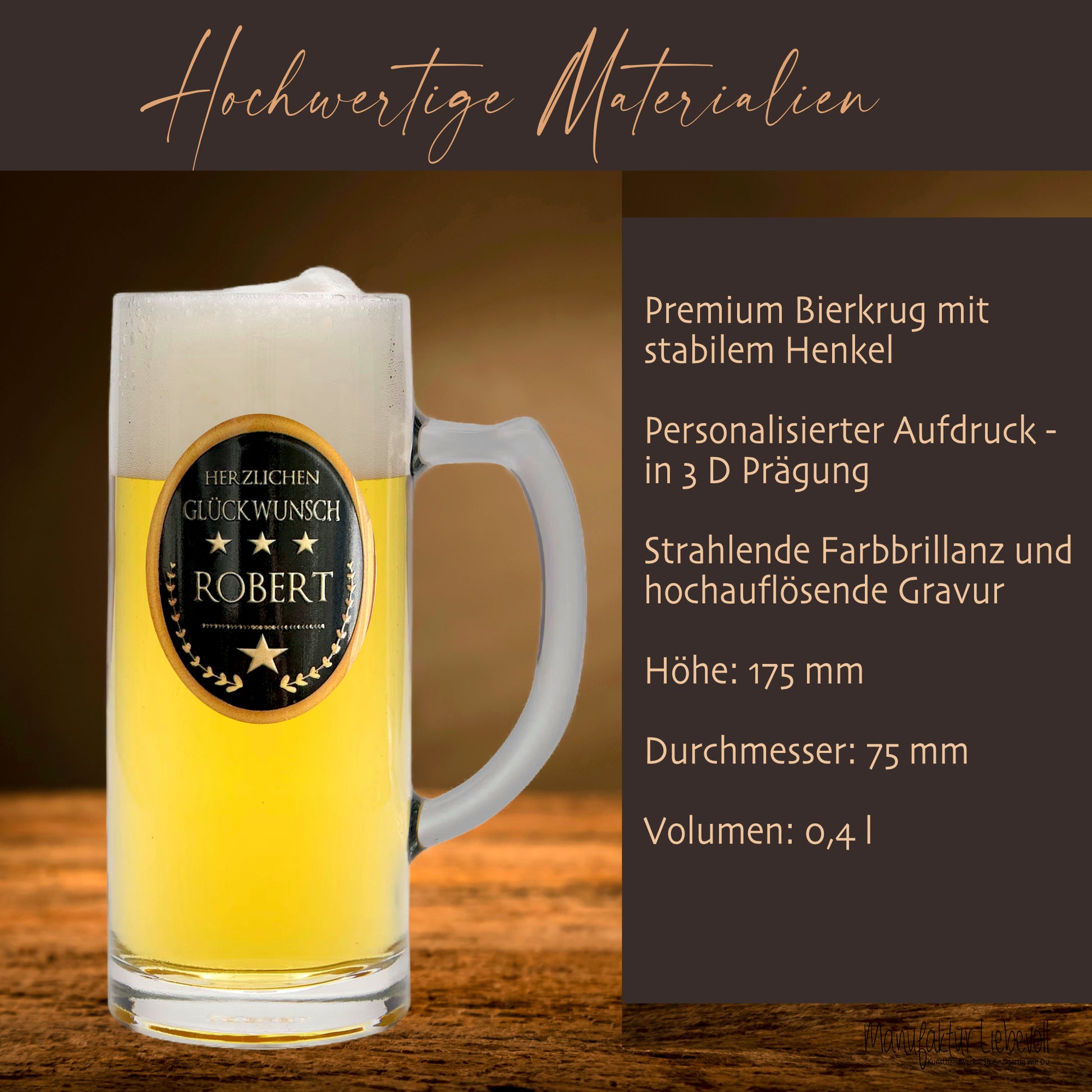 Bierglas Gravur Name Spruch Geschenk Geburtstag Bierkrug personalisiert Männer Geburtstagsgeschenk Prüfung bestanden I Manufaktur Liebevoll