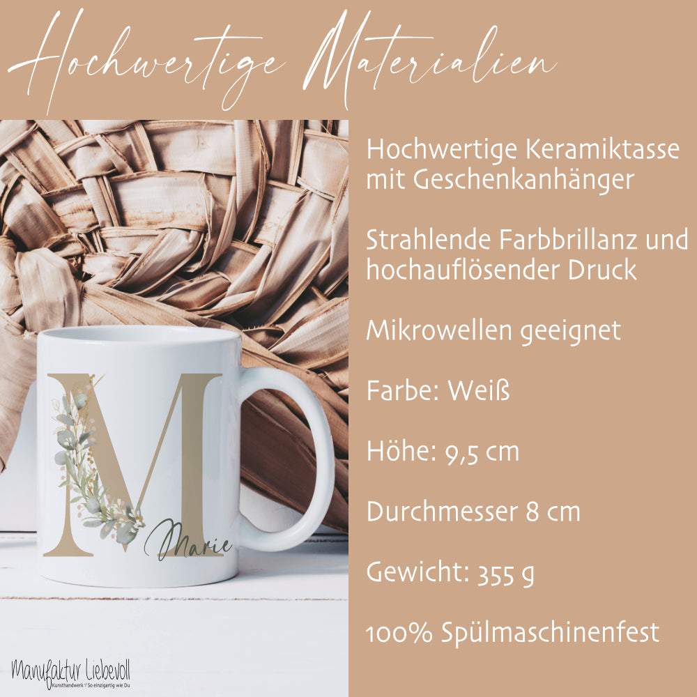 Tasse "Eukalyptus" mit Buchstaben und Namen für Frauen