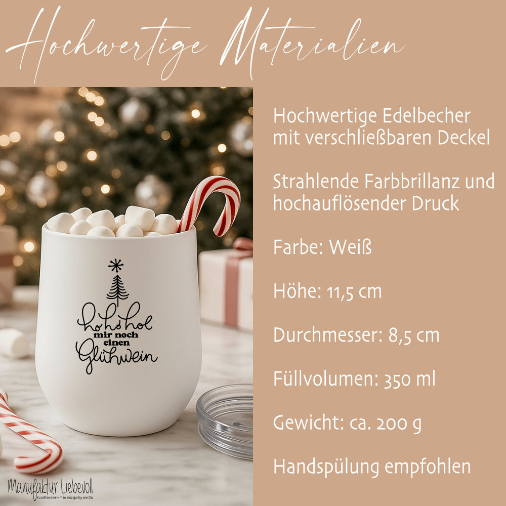 Glühweinbecher Edelstahl mit Deckel – Thermobecher Weihnachten | 350ml, 5 Motive