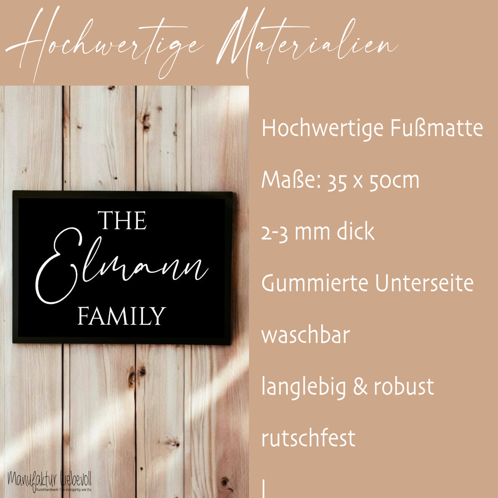 Personalisierte Fußmatte The Family Fußmatte mit Namen Schmutzfangmatte Türmatte Geschenk Fussmatte Zuhause Familie