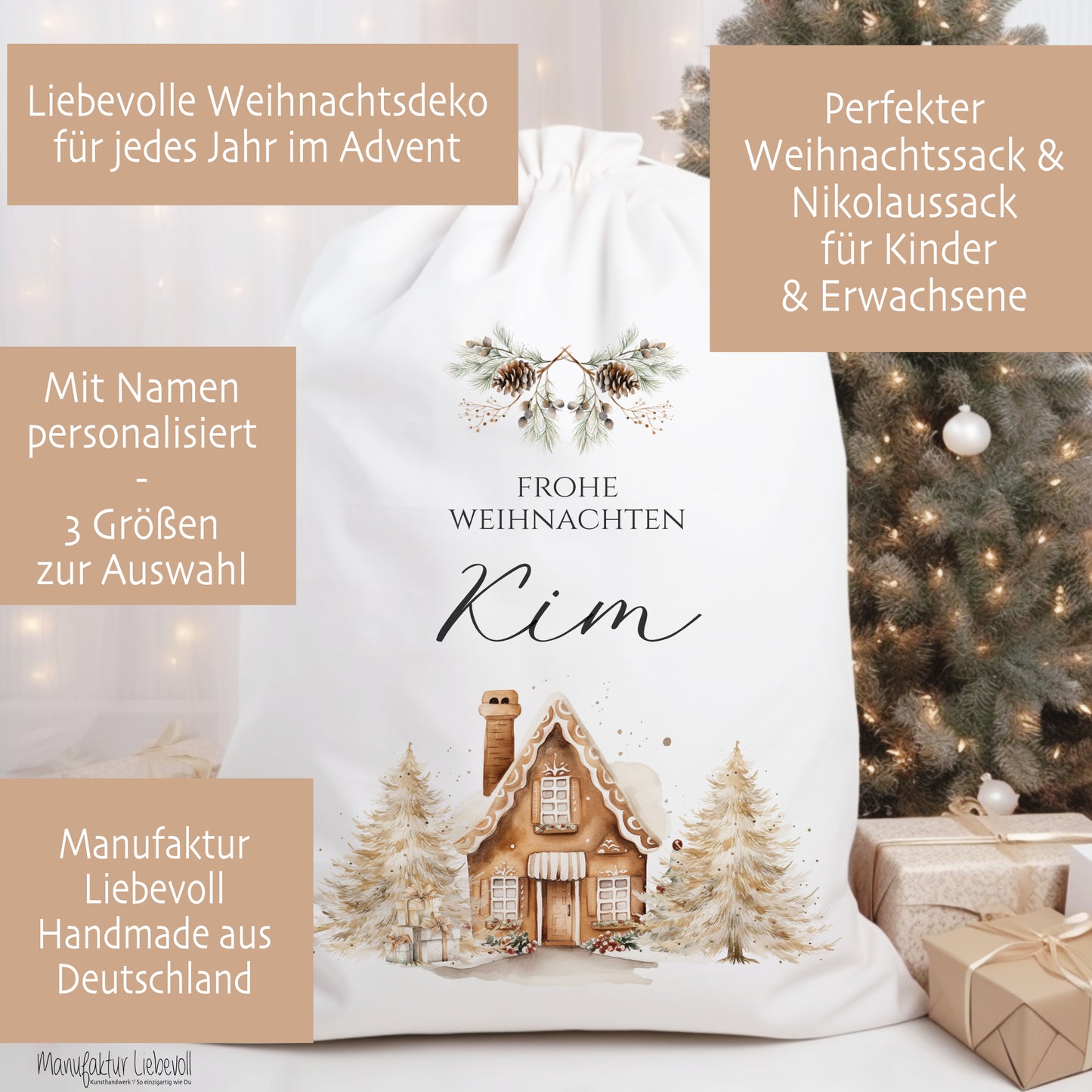Personalisierter Geschenkesack zum Befüllen für Kinder und Erwachsene zu Weihnachten