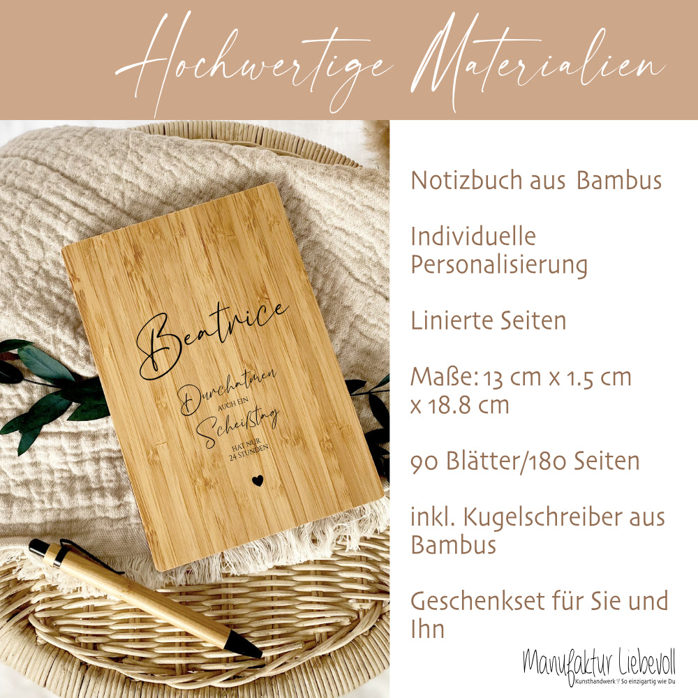 Notizbuch "Durchatmen" Tagebuch mit Namen Spruch A5 Journal Mädchen Frauen Männer Teenager Geschenk Schreibheft Journal Kugelschreiber