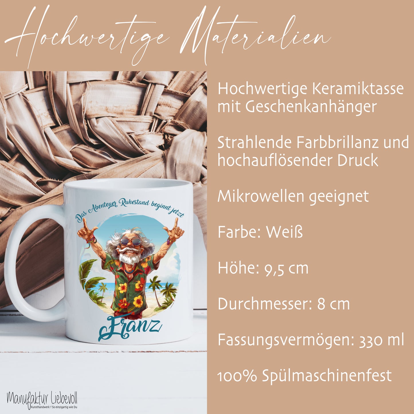 Rente Geschenk Mann Tasse personalisiert Ruhestand Abschiedsgeschenk | 2 Motivvarianten zur Auswahl