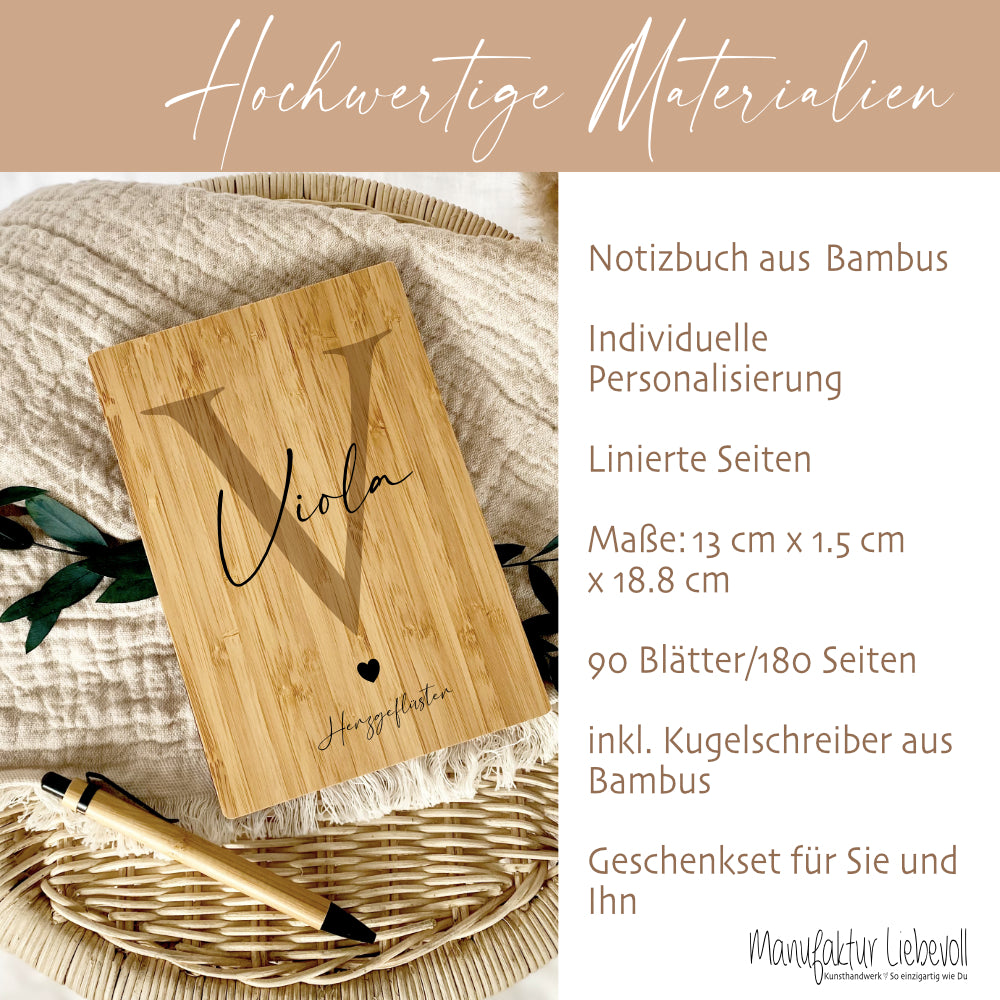 Notizbuch personalisiert Tagebuch mit Namen A5 Journal Mädchen Frauen Männer Teenager Monogramm