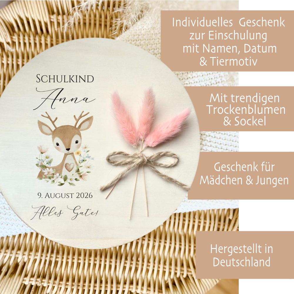 Personalisiertes Geldgeschenk zur Einschulung – Holzschild mit Namen als Geldhalter – Originelles Geschenk zum Schulanfang & Einschulungsdeko