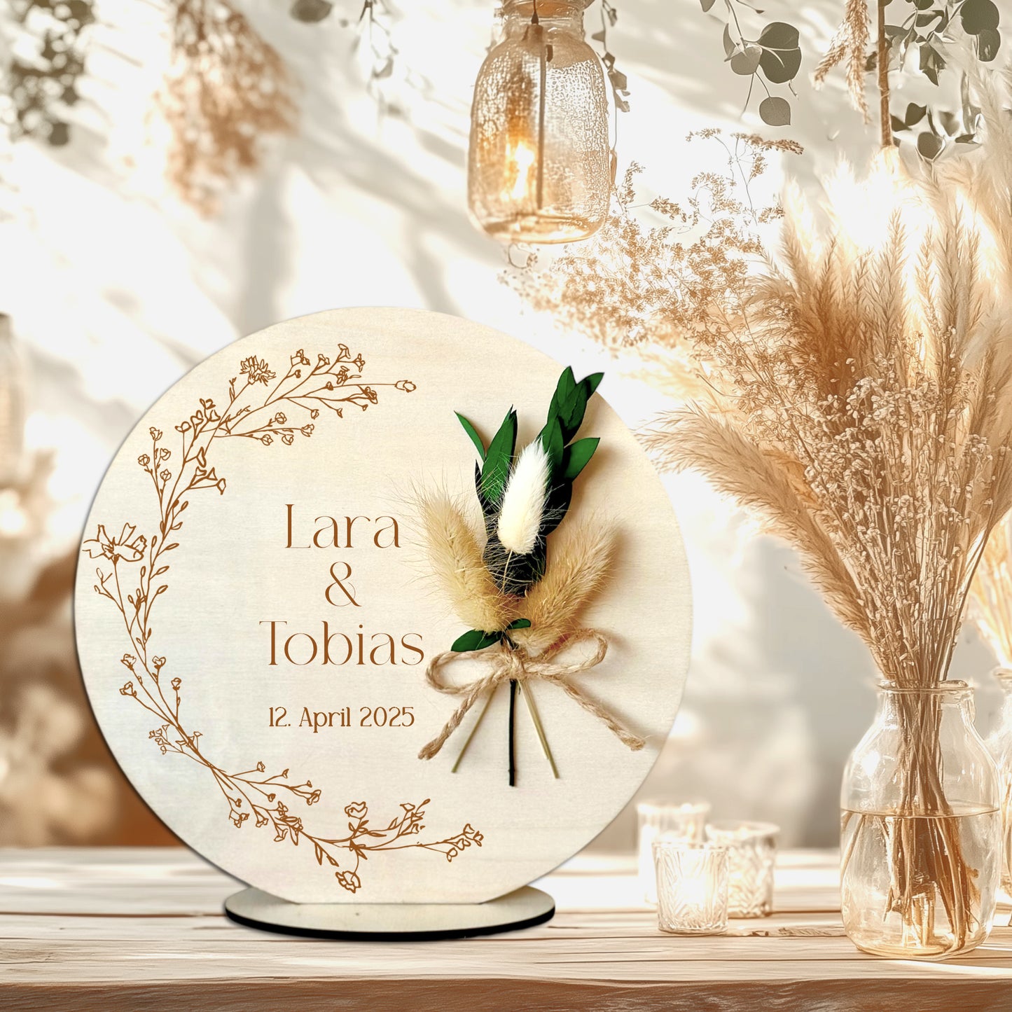 Personalisiertes Hochzeitsgeschenk Geld Geschenk aus Holz zur Hochzeit Geldgeschenk mit Namen u. Datum, Geschenk Hochzeit Tisch Deko Boho