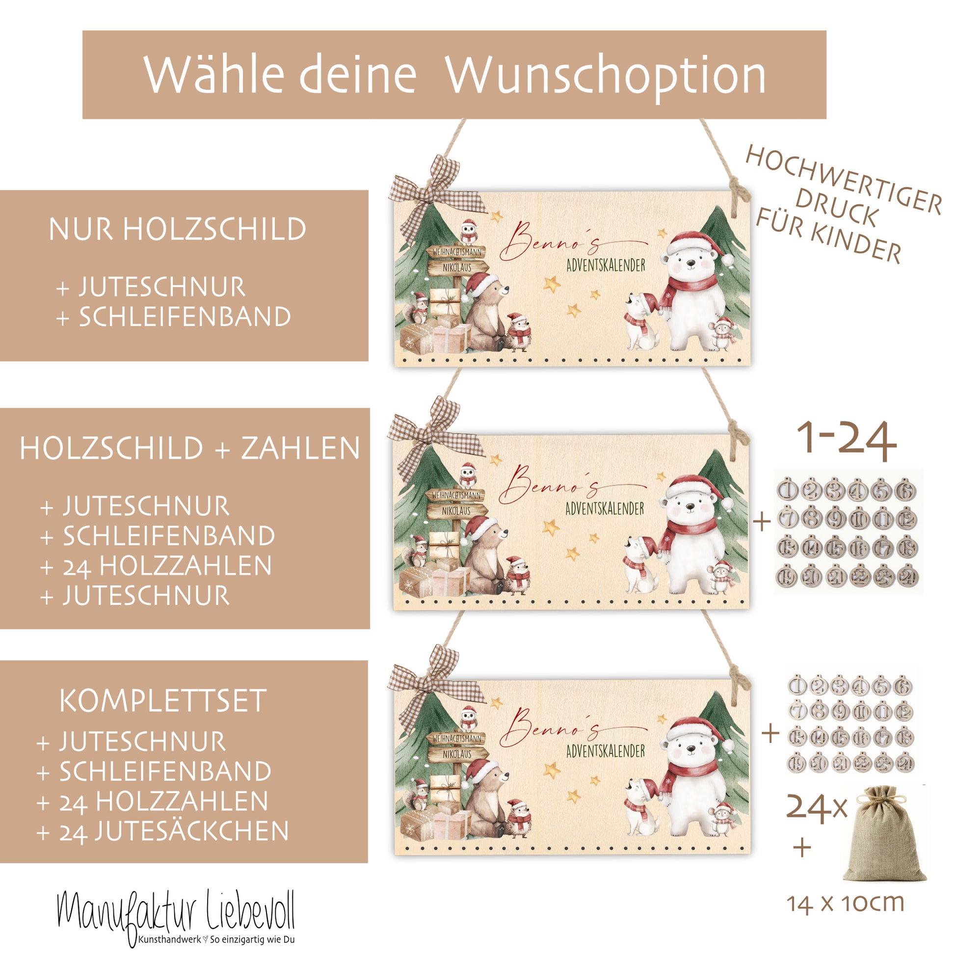 Bennos Adventskalender Holzschild