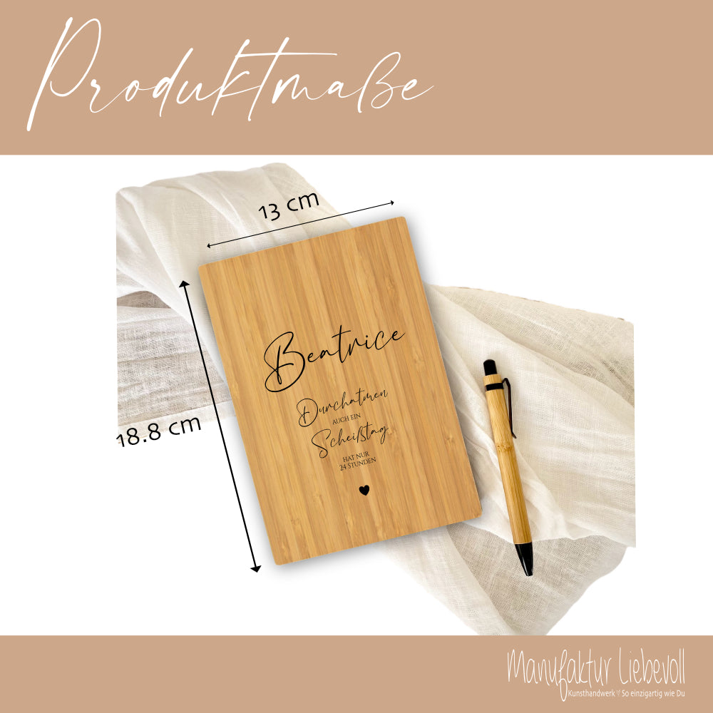 Notizbuch "Durchatmen" Tagebuch mit Namen Spruch A5 Journal Mädchen Frauen Männer Teenager Geschenk Schreibheft Journal Kugelschreiber