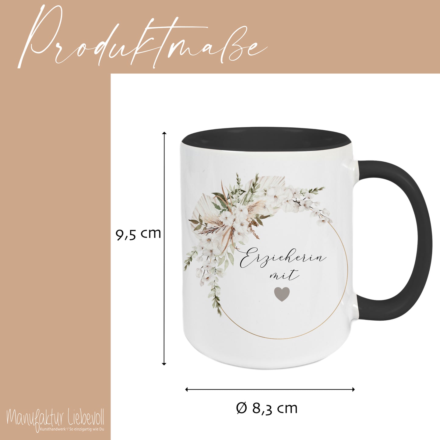 Tasse Erzieherin mit Herz als Geschenk zum Abschied Dankeschön