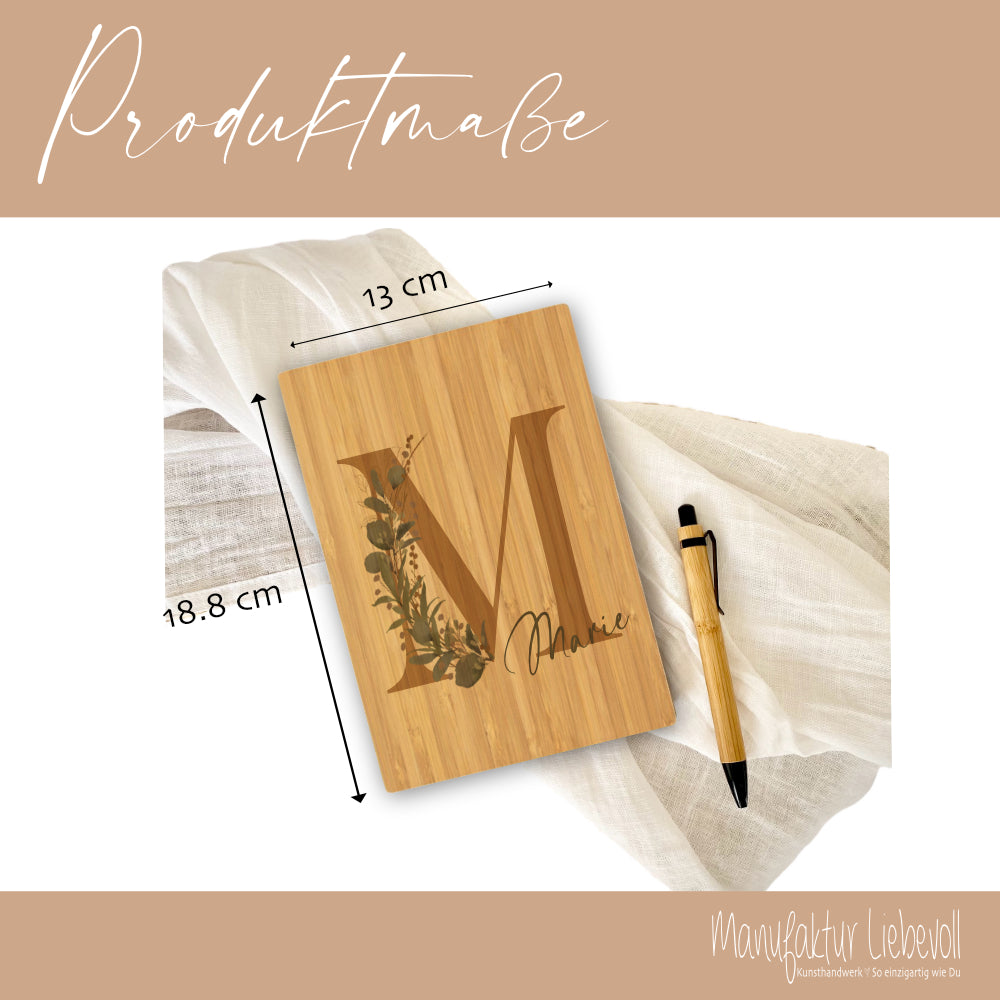 Notizbuch personalisiert Tagebuch mit Namen A5 Journal Mädchen Frauen Teenager Geschenk Schreibheft Journal Notizheft Monogramm Eukalyptus