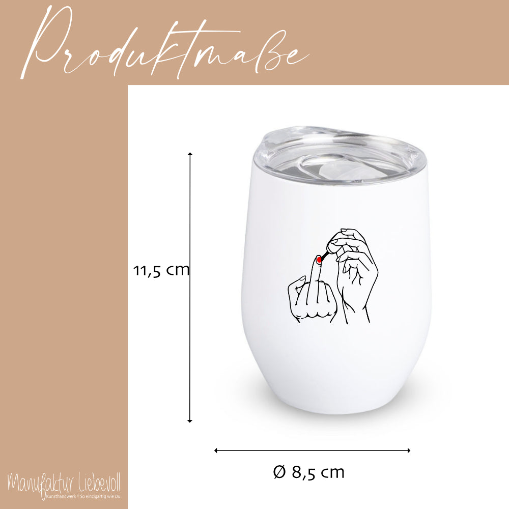 Weinglas to go mit Deckel, Thermobecher Edelstahl Becher, Sektbecher,  Spruch Mittelfinger Fuck