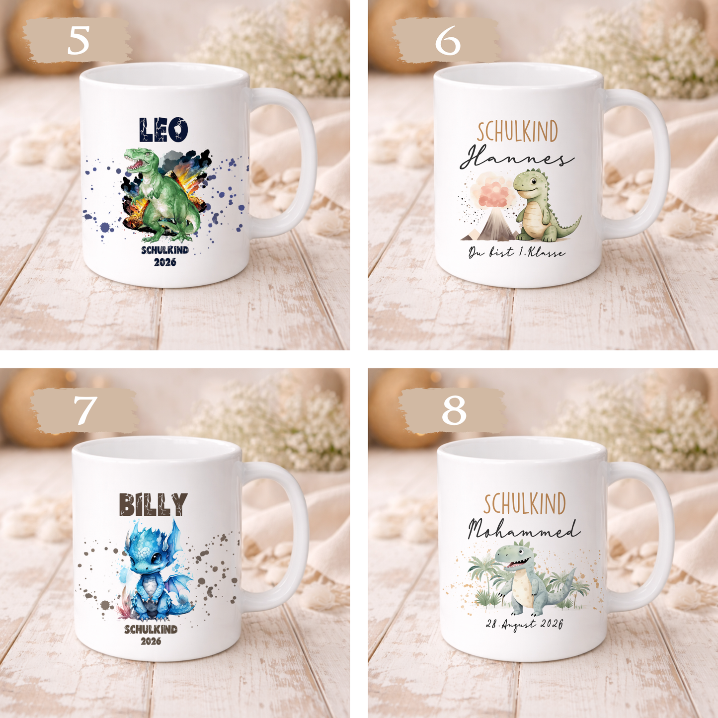 Einschulung Geschenk Schulkind 2026 I Personalisierte Kinder Tasse mit Namen viele Motive I Mädchen Einschulung Junge Geschenk Schulstart