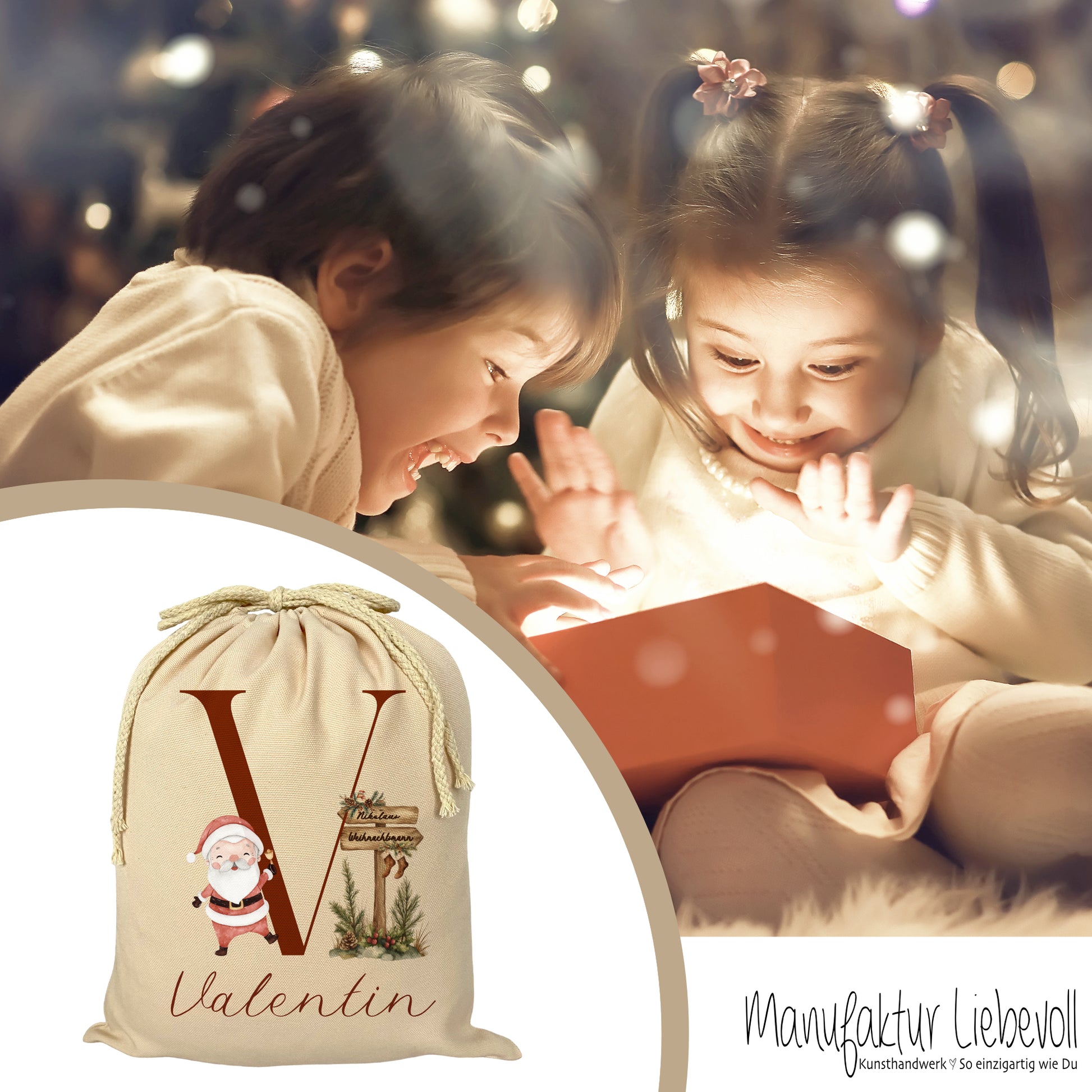 Nikolaussack Weihnachtsmannsack Geschenkesack Name Kinder