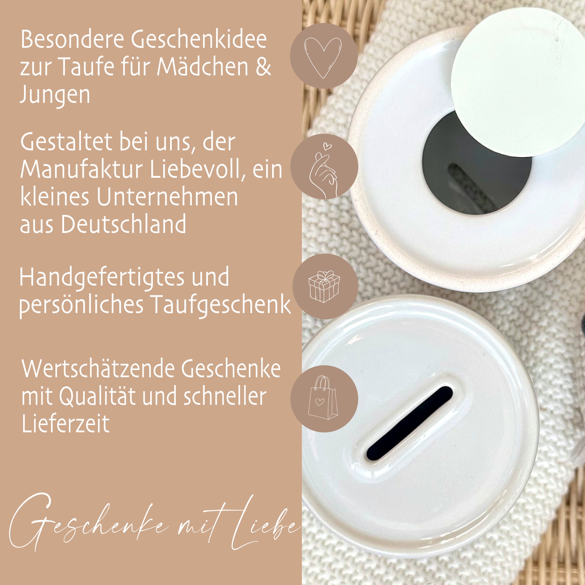 Spardose mit Namen als Geschenk zur Taufe Taufgeschenk