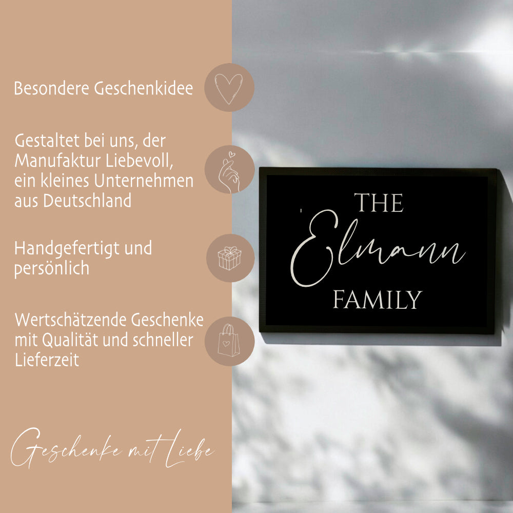 Personalisierte Fußmatte The Family Fußmatte mit Namen Schmutzfangmatte Türmatte Geschenk Fussmatte Zuhause Familie