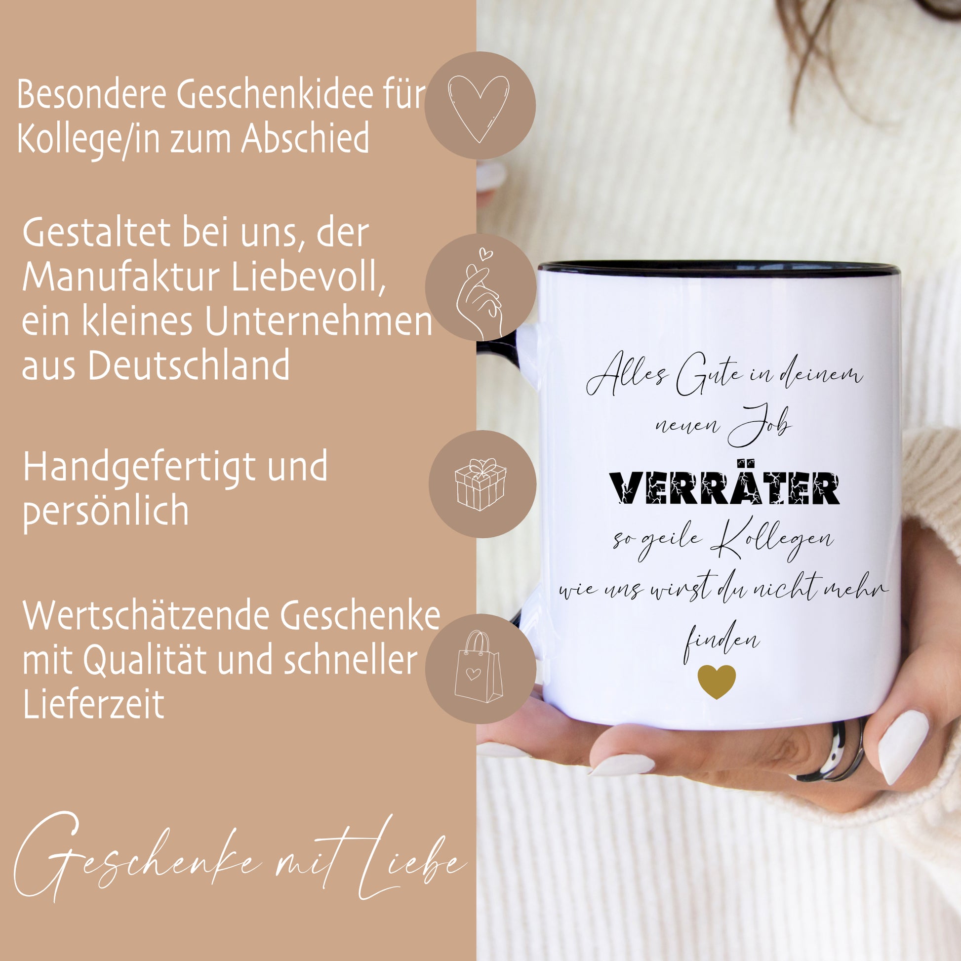 Tasse mit Namen als Geschenk zum Abschied für Kollegen