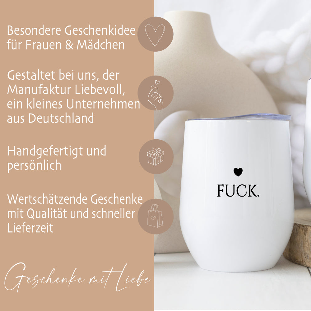 Weinglas to go mit Deckel, Thermobecher Edelstahl Becher, Sektbecher,  Spruch Mittelfinger Fuck