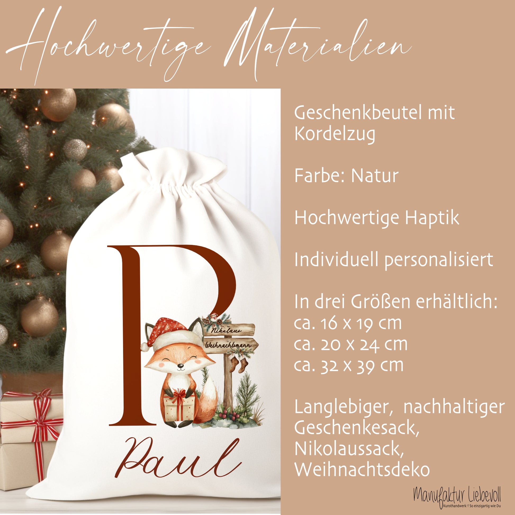 Nikolaussack Weihnachtsmannsack Geschenkesack Name Kinder