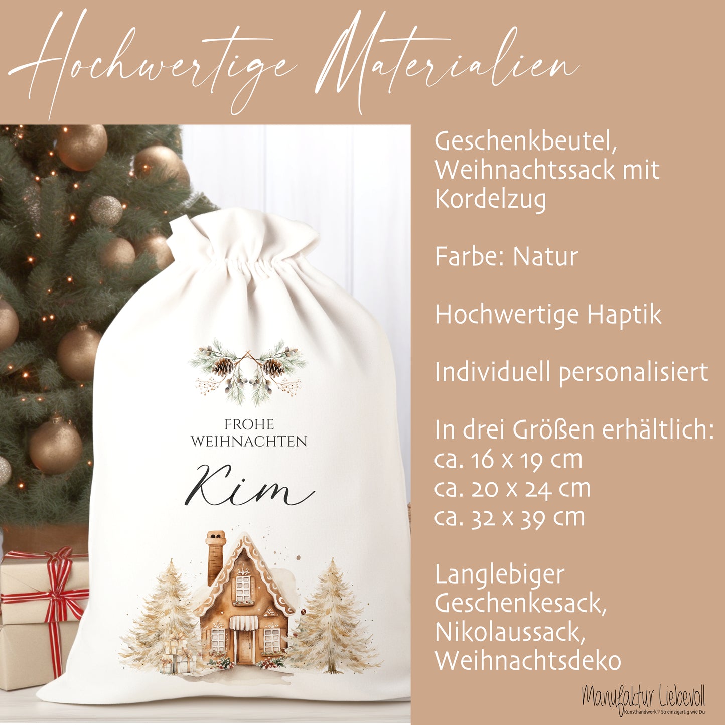 Personalisierter Geschenkesack zum Befüllen für Kinder und Erwachsene zu Weihnachten