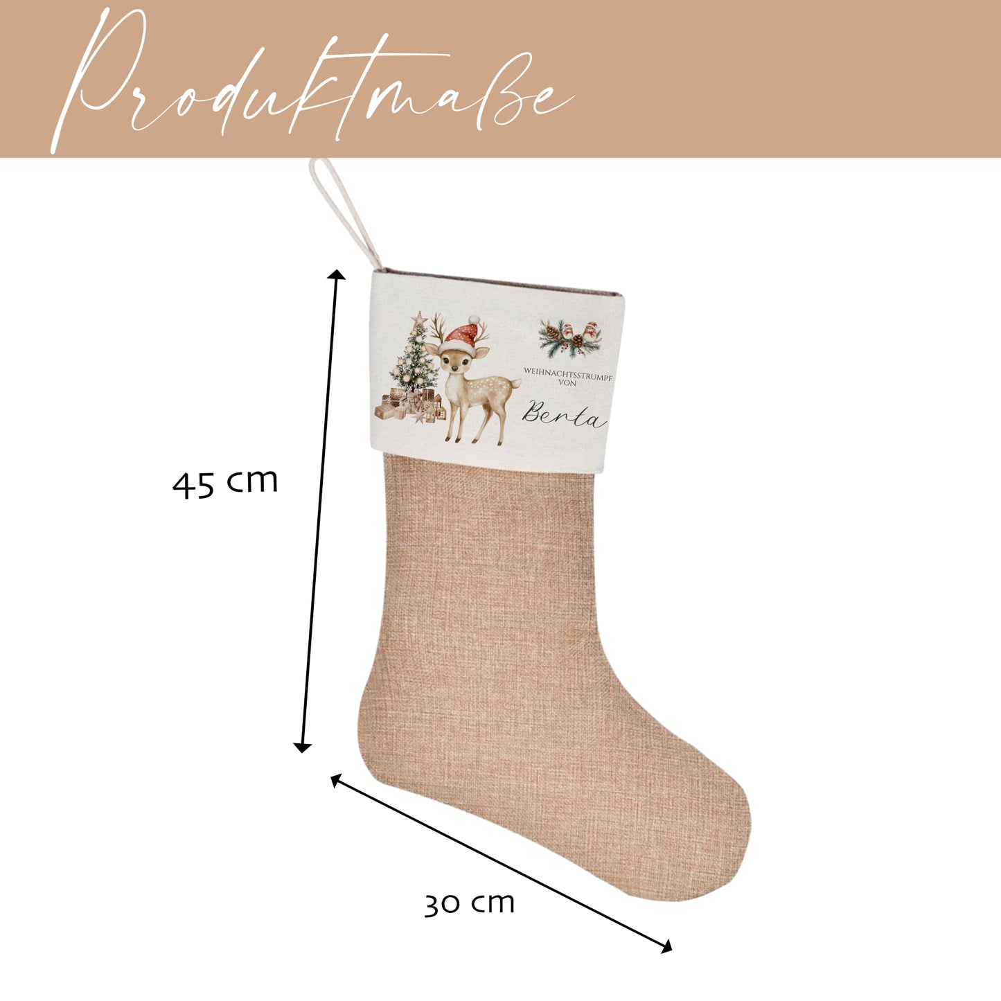 Nikolausstrumpf Nikolausstiefel personalisiert Kinder Weihnachtsstrumpf Rehkitz Mädchen Jungen Name Weihnachtsstiefel Nikolaussocke