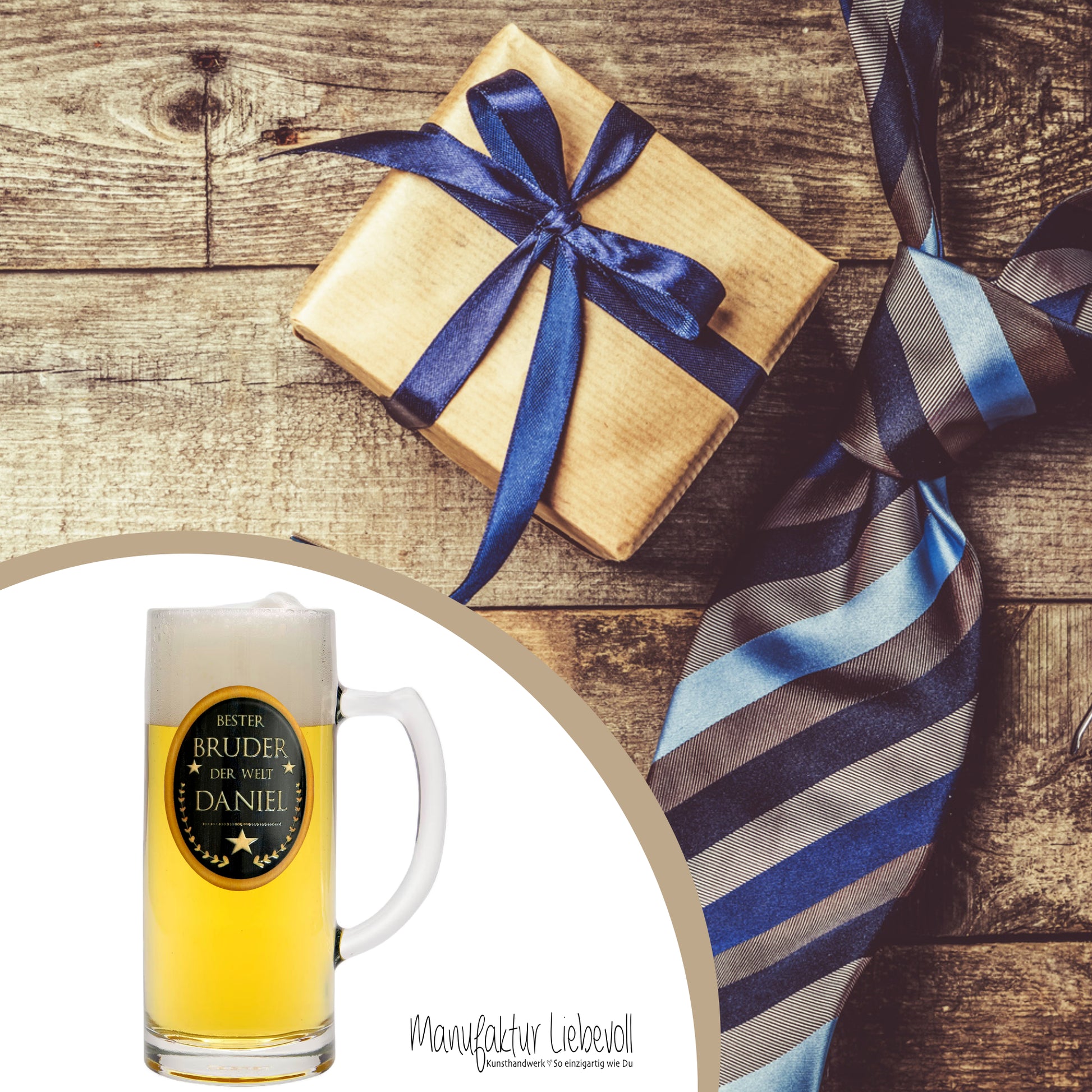 Bierglas Gravur Bruder Name Geschenk Geburtstag Bierkrug personalisiert Geburtstagsgeschenk Bester Bruder der Welt