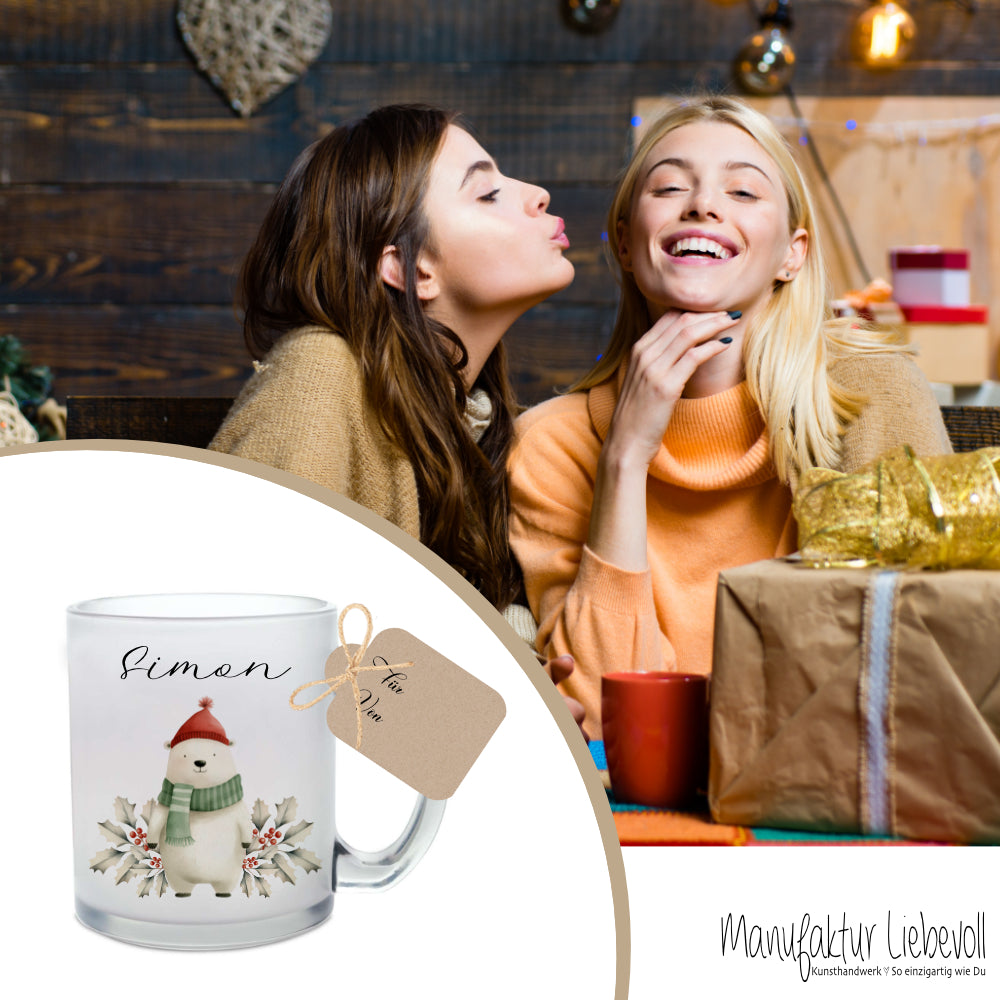 Weihnachten Tasse Geschenk Personalisiert Weihnachtstasse Glas Glastasse Glühweintasse Weihnachtspunsch | Große Motivauswahl