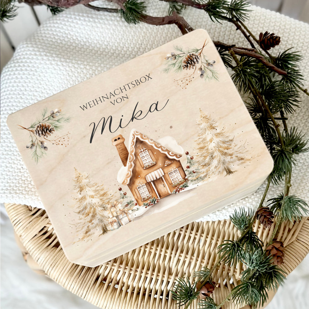 Heiligabend Box Personalisiert Holzbox Personalisiert Weihnachten Geschenk Frohe Weihnachten für Kinder Familie Frauen Freundin Holzkiste