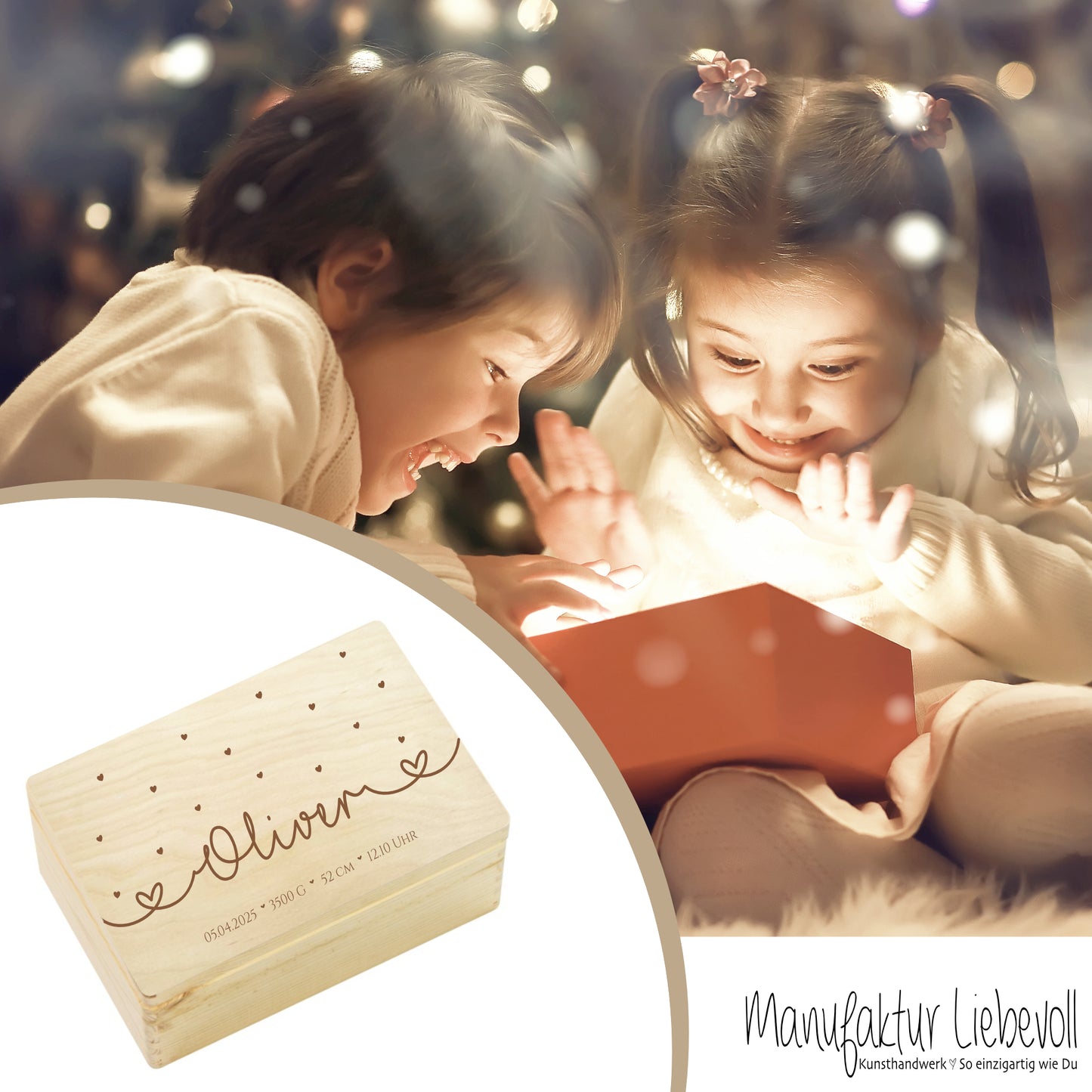 Erinnerungsbox Baby Personalisiert Baby Erinnerungskiste aus Holz Babygeschenk Geschenk zur Geburt Taufe Geburtsgeschenk Taufgeschenk Mädchen Junge