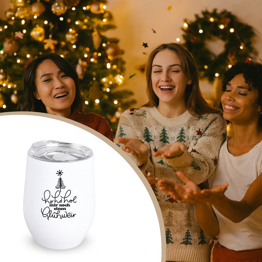 Glühweinbecher Edelstahl mit Deckel – Thermobecher Weihnachten | 350ml, 5 Motive