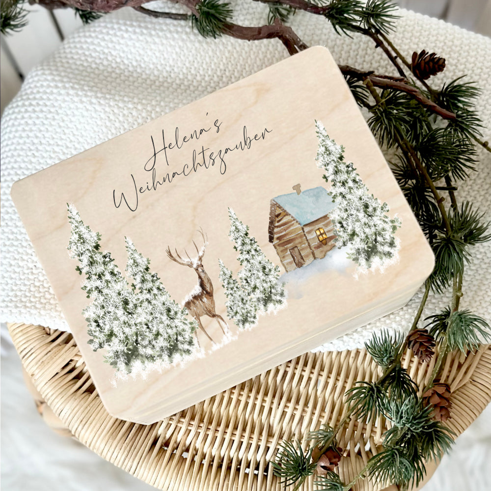 Weihnachten Holzbox Personalisiert Geschenk Frohe Weihnachten Personalisierte Heiligabend Box für Kinder Familie Frauen Freundin Holzkiste