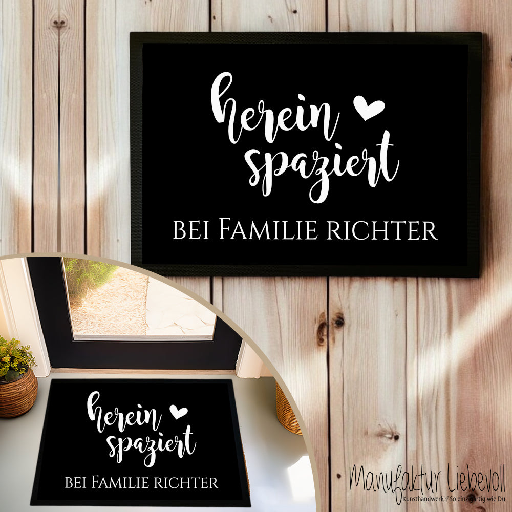 Personalisierte Fußmatte Hereinspaziert Fußmatte mit Namen Schmutzfangmatte Türmatte Geschenk Fussmatte Zuhause Familie