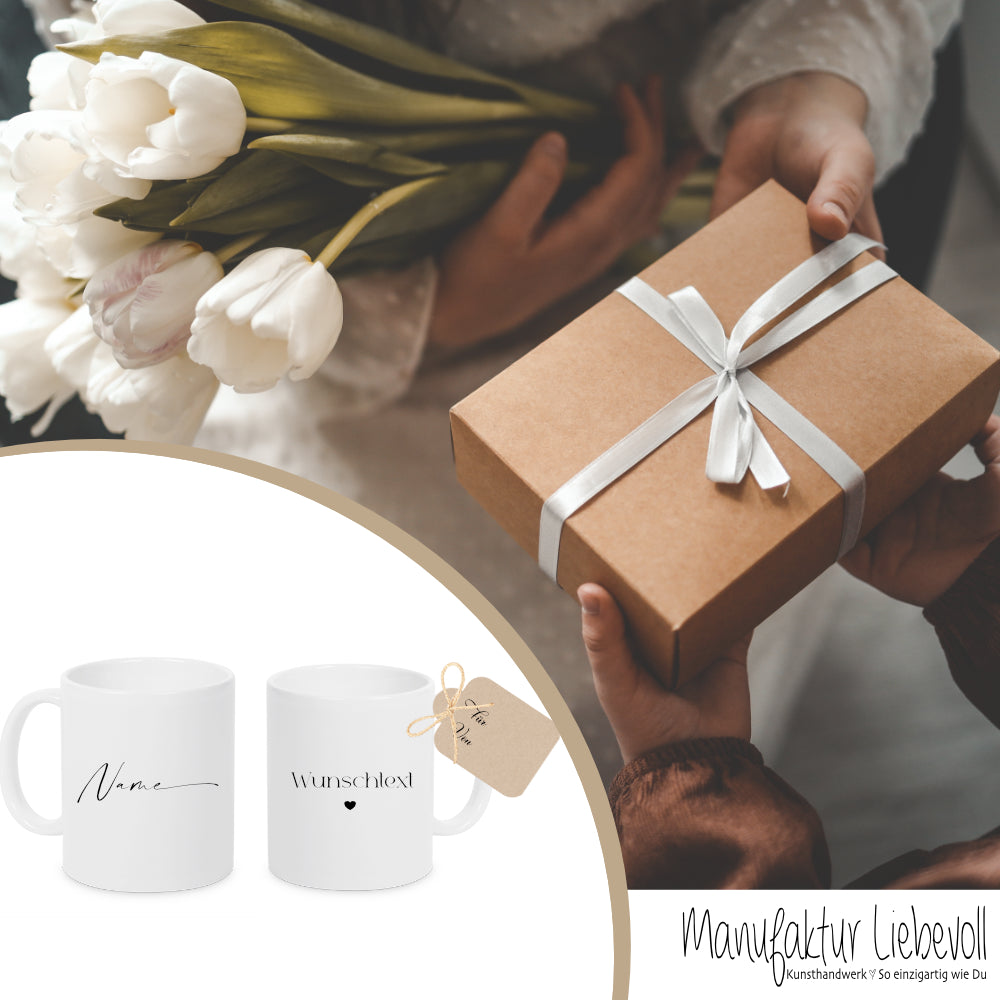 Tasse mit Wunschtext und Namen aus Keramik | in 5 Farben erhältlich
