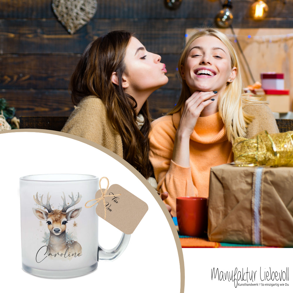 Tasse Weihnachten Personalisiert Glühwein Geschenk Weihnachtspunsch Wichtelgeschenk Nikolaus Glastasse Frau Freundin | Große Motivauswahl