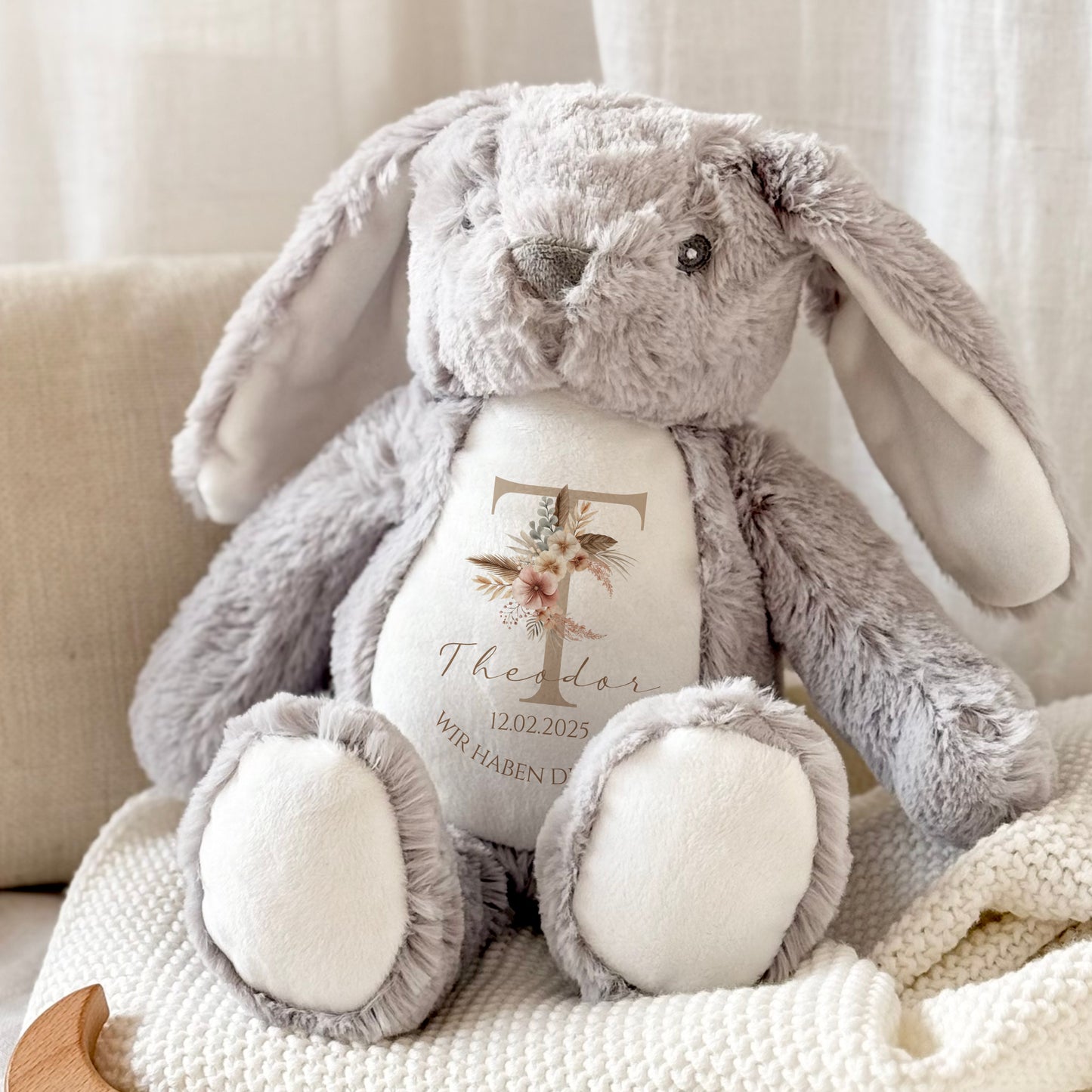 Personalisiertes Plüschtier Namen Datum Spruch Baby Geschenk Geburt Taufe Geburtstag