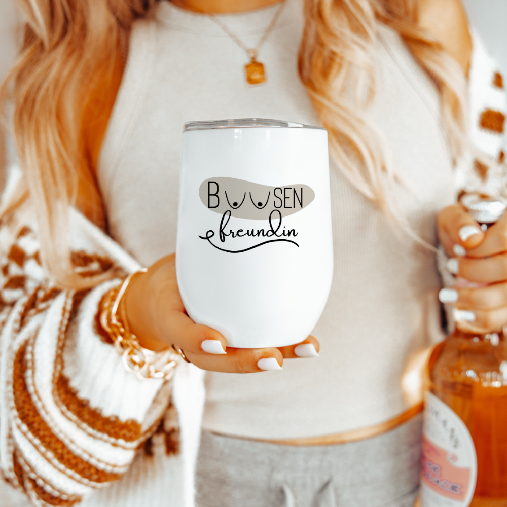 Weinbecher Busenfreundin aus Edelstahl für die Beste Freundin, 3 Motive zur Auswahl